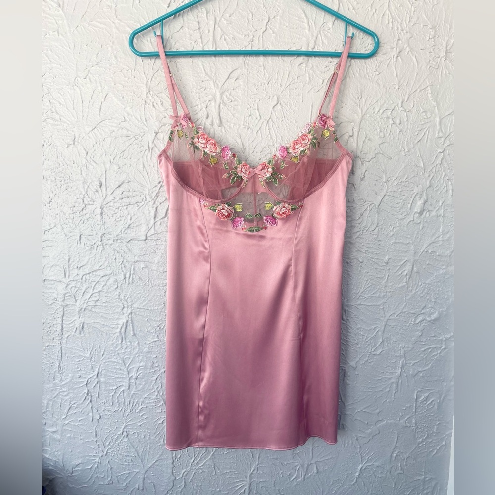 Victoria's Secret Satin Chemise Floral Slip Dress Size Medium